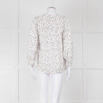 Molin White With Multicolour Floral Pattern & Pleated Front L/S Top