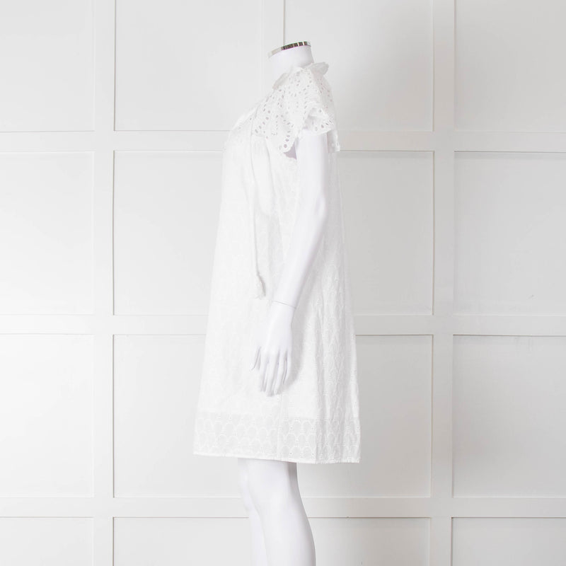 Adiva White Cotton Broderie Anglaise Tunic Dress