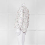 Molin White With Multicolour Floral Pattern & Pleated Front L/S Top