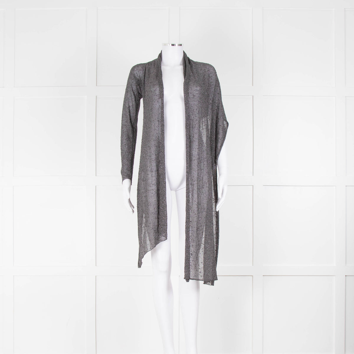 Sarah Pacini Silver Lurex One Sleeve Wrap Top