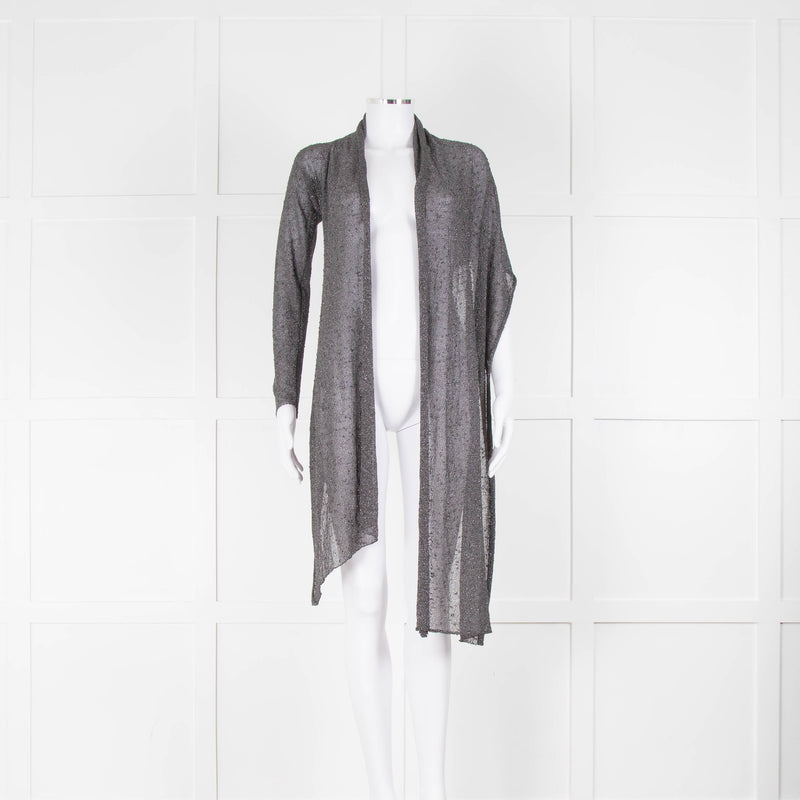 Sarah Pacini Silver Lurex One Sleeve Wrap Top