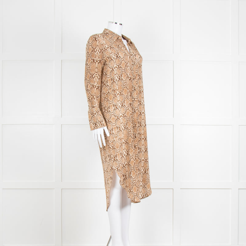Anine Bing Brown Snake Print Shirt Dress