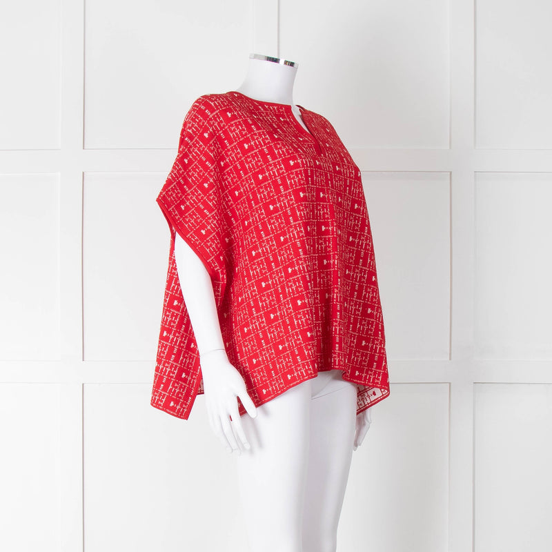 Carolina Herrera Red White Knit Oversized Sleeveless Top