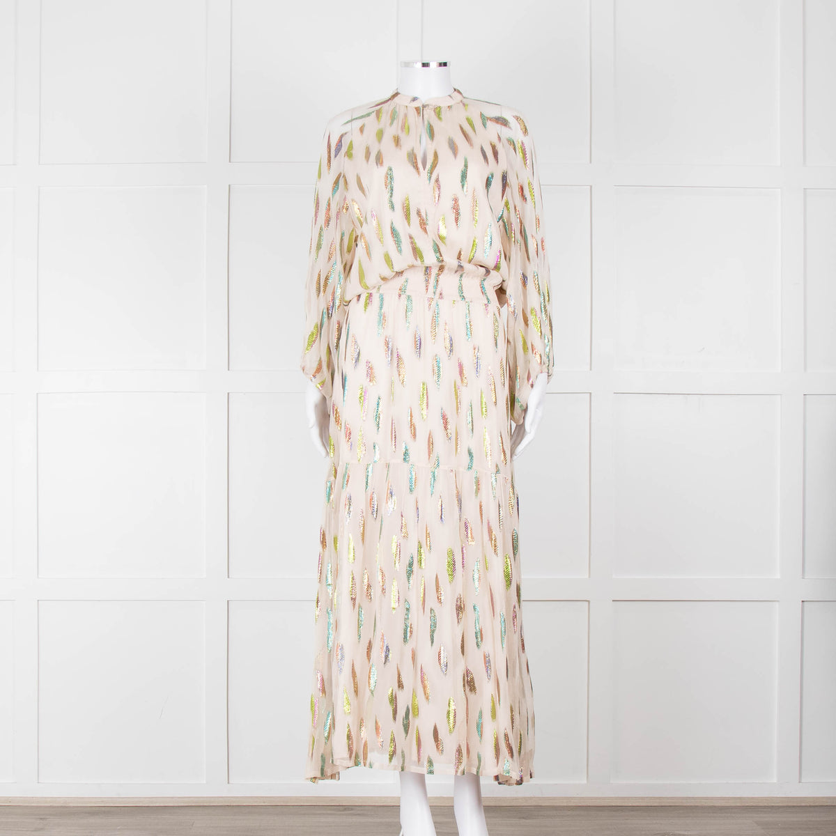 Stardust Pale Pink Metallic Feather Design Dress