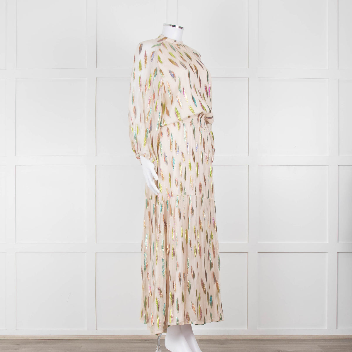 Stardust Pale Pink Metallic Feather Design Dress