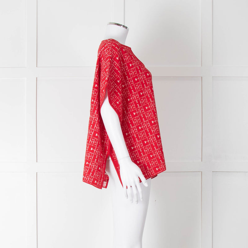 Carolina Herrera Red White Knit Oversized Sleeveless Top