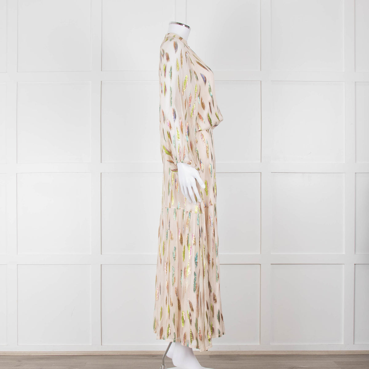 Stardust Pale Pink Metallic Feather Design Dress