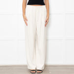Theory Cream Drawstring Waist Tapered Trousers