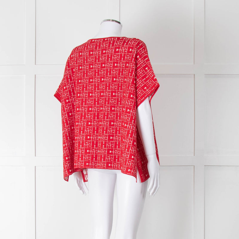 Carolina Herrera Red White Knit Oversized Sleeveless Top