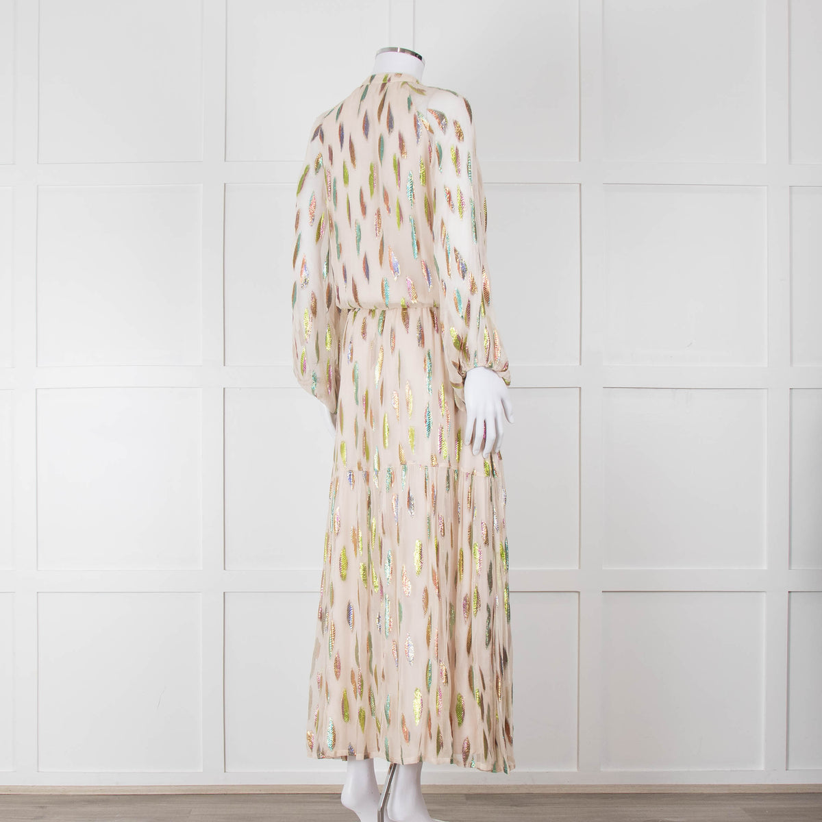 Stardust Pale Pink Metallic Feather Design Dress