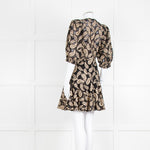Sandro Beige and Black Paisley Lace Mini Dress