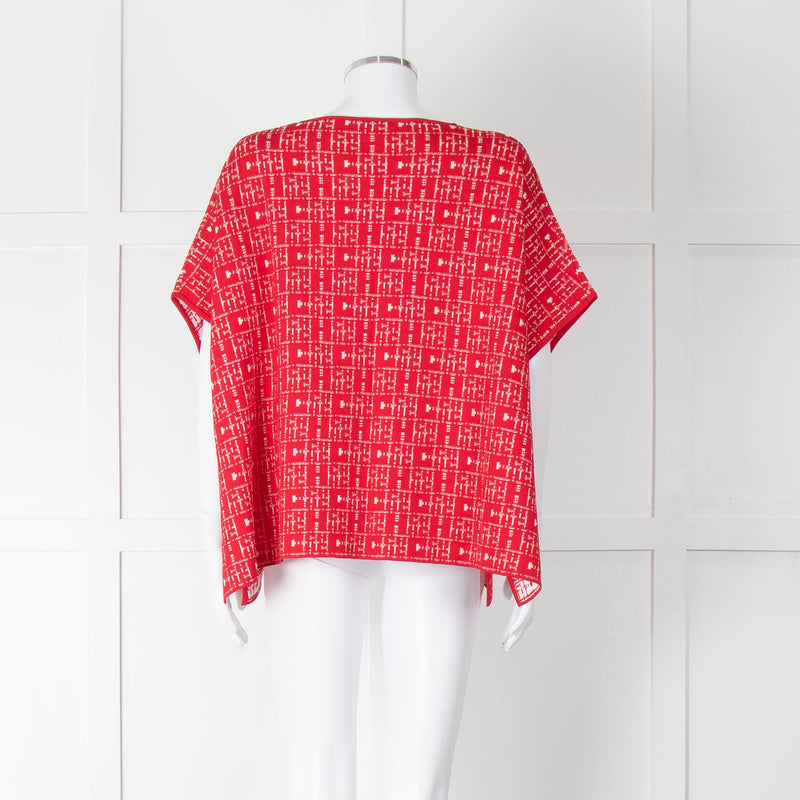 Carolina Herrera Red White Knit Oversized Sleeveless Top