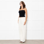 Theory Cream Drawstring Waist Tapered Trousers