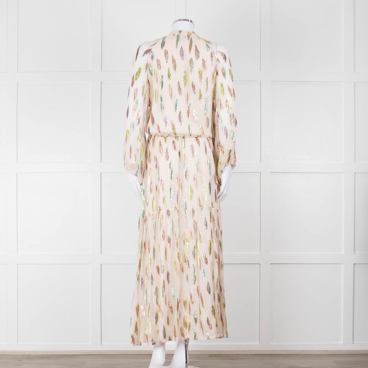 Stardust Pale Pink Metallic Feather Design Dress