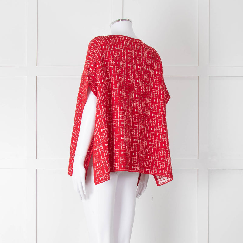 Carolina Herrera Red White Knit Oversized Sleeveless Top
