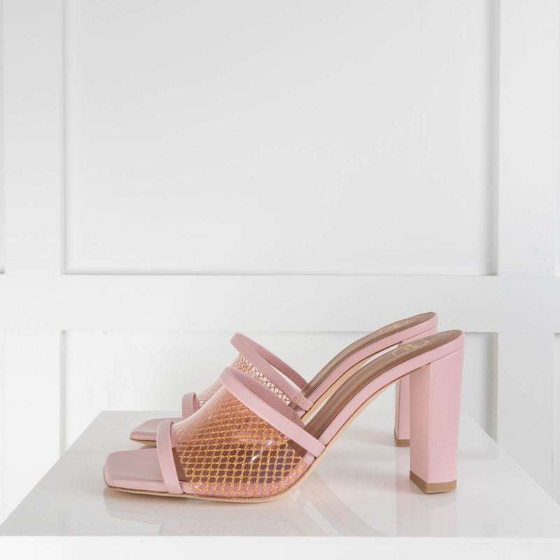 Malone Souliers Gold Mesh Pink Mules