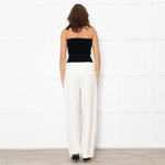 Theory Cream Drawstring Waist Tapered Trousers