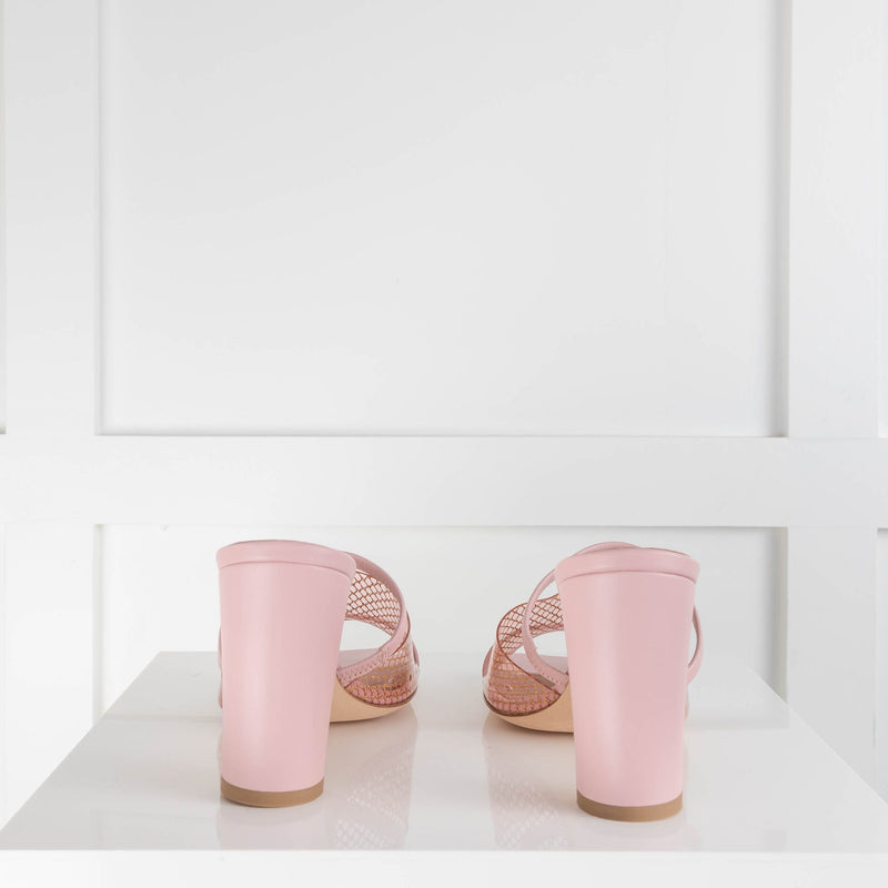 Malone Souliers Gold Mesh Pink Mules