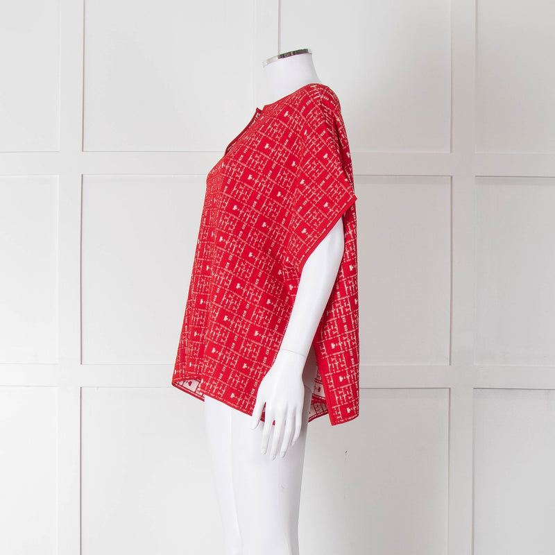 Carolina Herrera Red White Knit Oversized Sleeveless Top