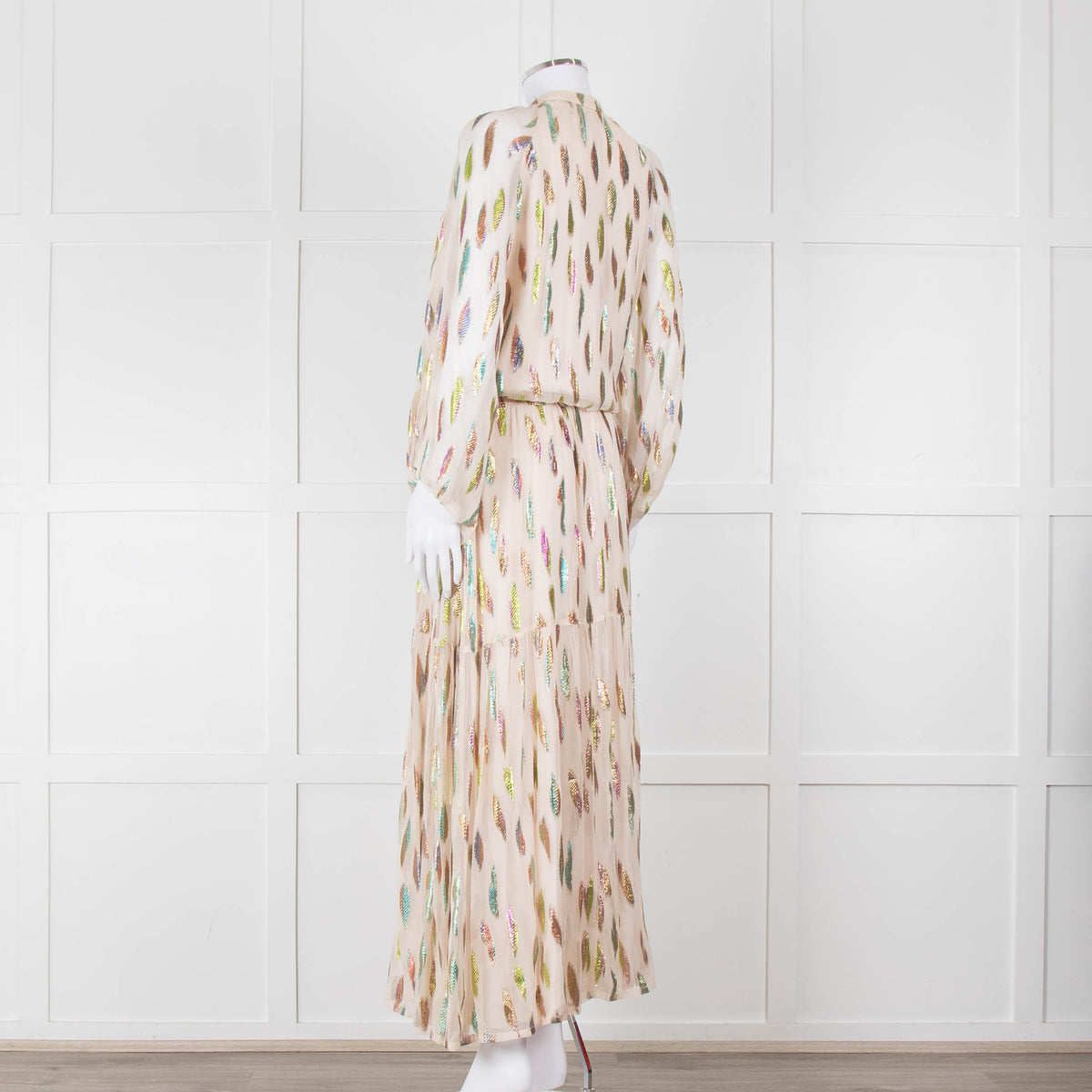 Stardust Pale Pink Metallic Feather Design Dress