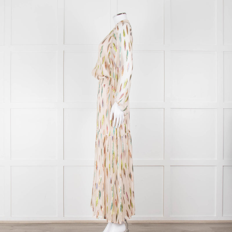 Stardust Pale Pink Metallic Feather Design Dress