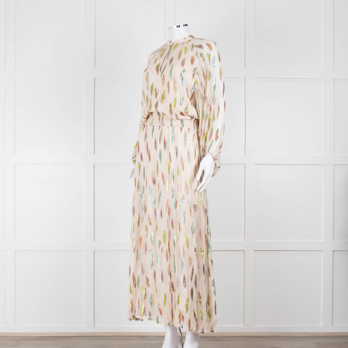 Stardust Pale Pink Metallic Feather Design Dress