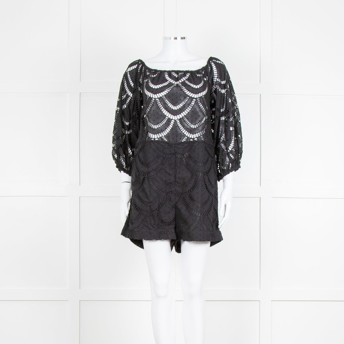 Anne Fontaine Black Lace Off The Shoulder Romper (Missing Belt)