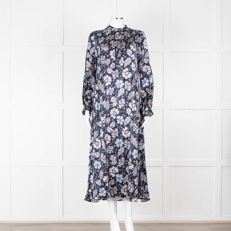Dea Kudibal Navy Floral Silk Print Dress