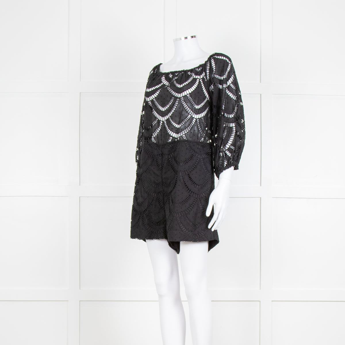 Anne Fontaine Black Lace Off The Shoulder Romper (Missing Belt)
