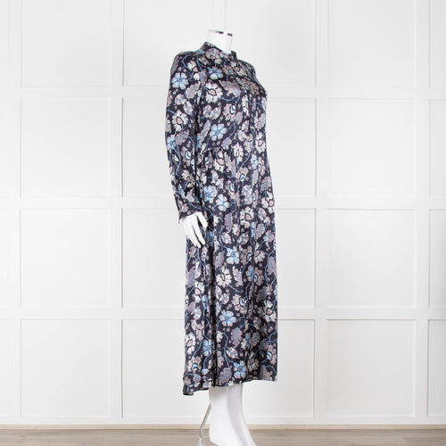 Dea Kudibal Navy Floral Silk Print Dress
