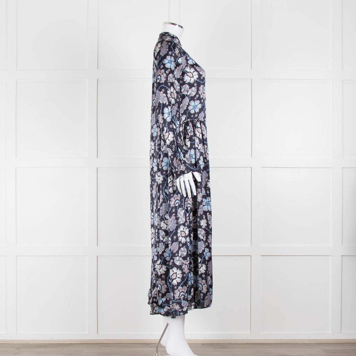 Dea Kudibal Navy Floral Silk Print Dress