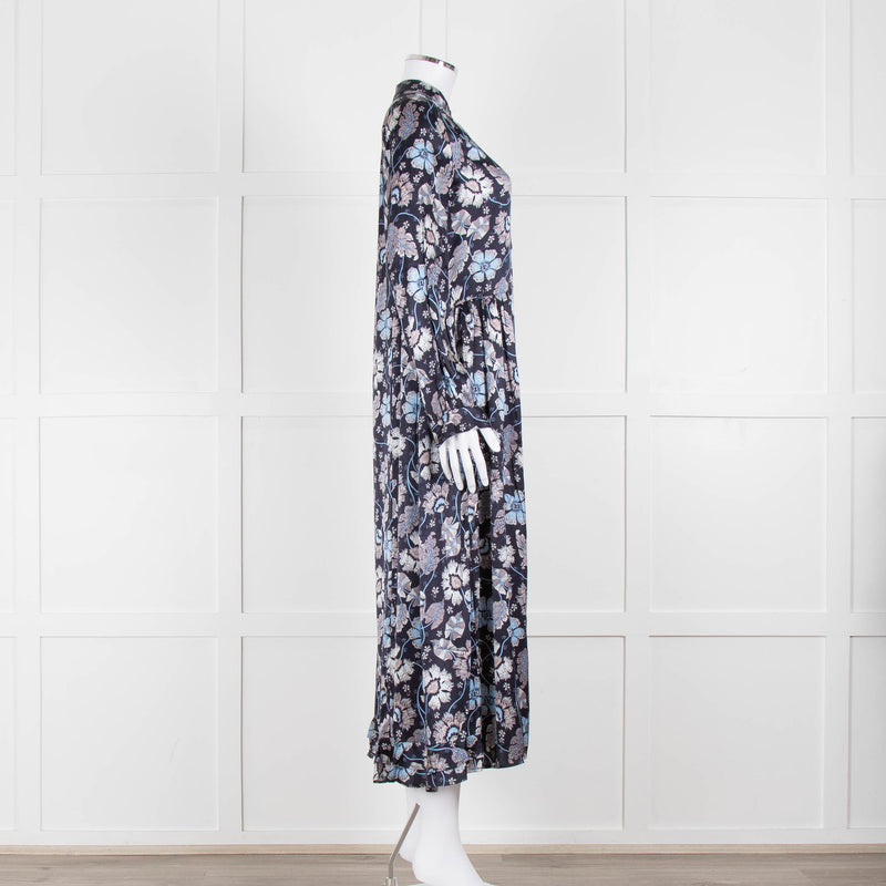 Dea Kudibal Navy Floral Silk Print Dress