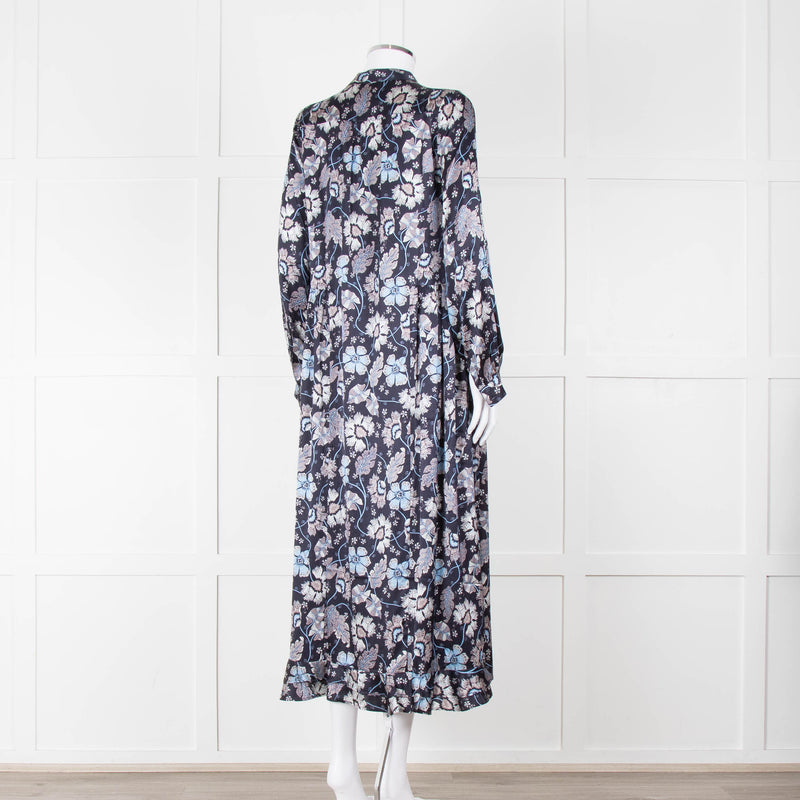 Dea Kudibal Navy Floral Silk Print Dress