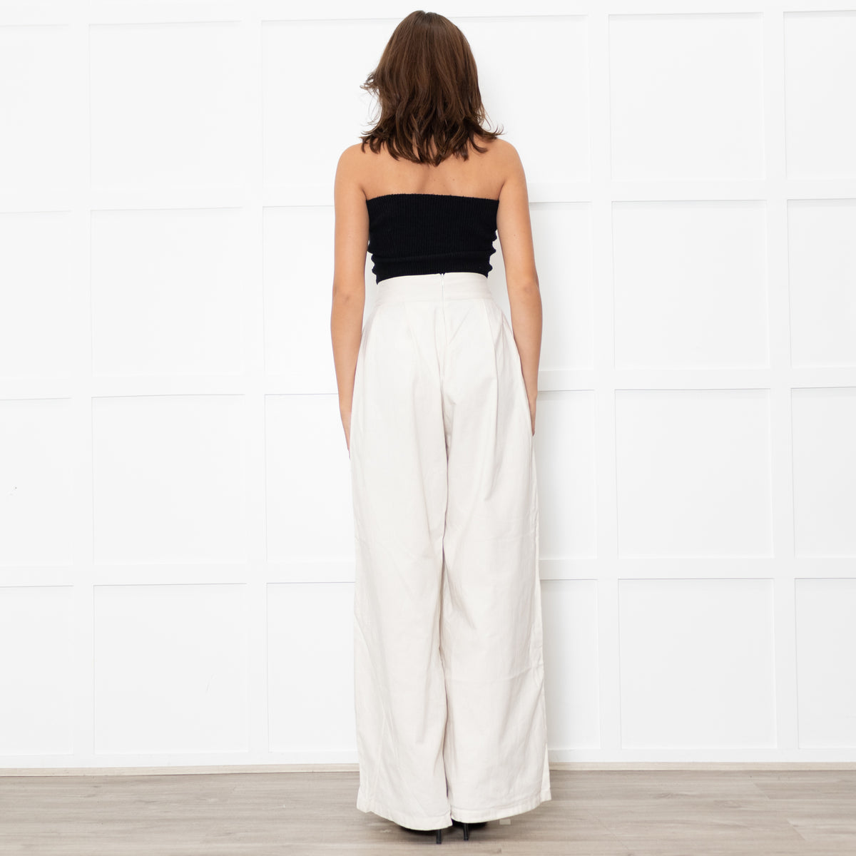 ESCVDO Cream Wide Leg Trousers