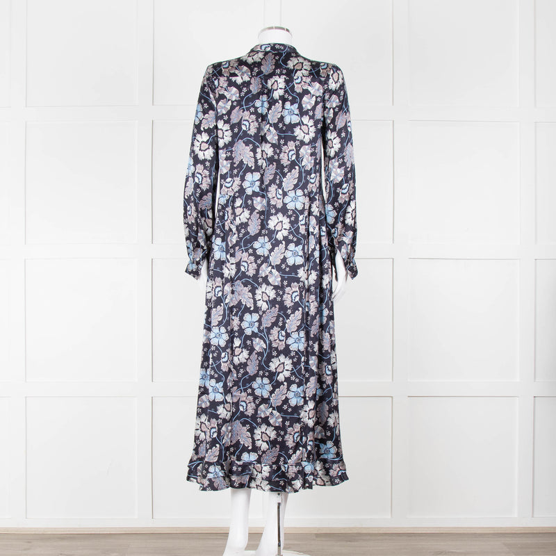 Dea Kudibal Navy Floral Silk Print Dress