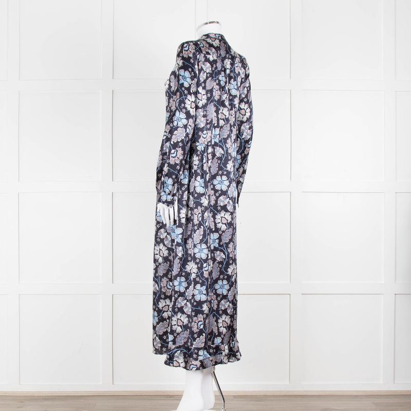 Dea Kudibal Navy Floral Silk Print Dress
