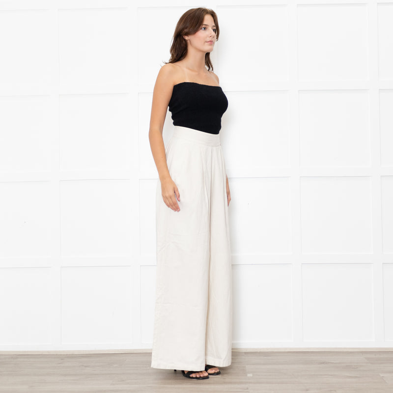 ESCVDO Cream Wide Leg Trousers