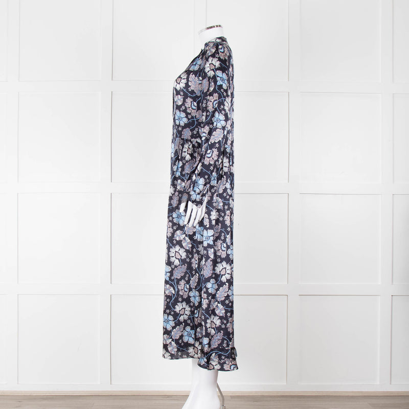 Dea Kudibal Navy Floral Silk Print Dress