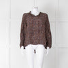 Moliin Black Brown Neck Tie Long Sleeve Top