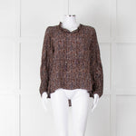 Moliin Black Brown Neck Tie Long Sleeve Top