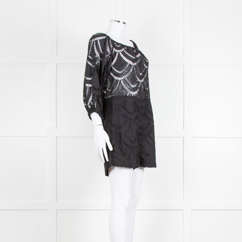 Anne Fontaine Black Lace Off The Shoulder Romper (Missing Belt)