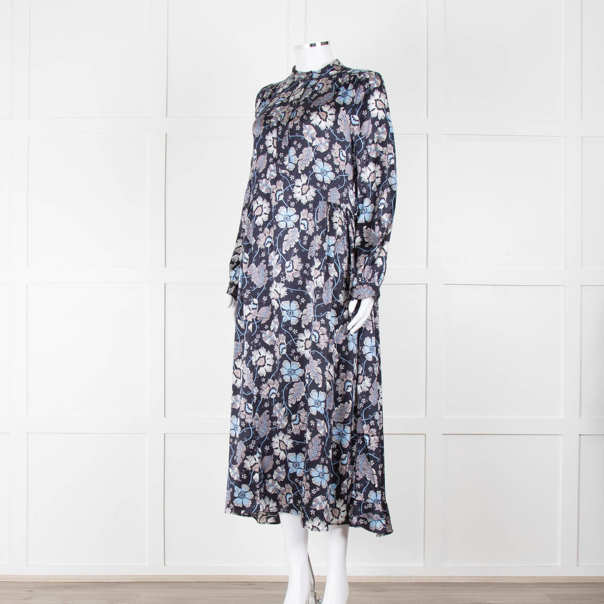 Dea Kudibal Navy Floral Silk Print Dress