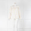 See By Chloé White Yellow Peach Flower Broderie Cotton Frill Cuff Tops