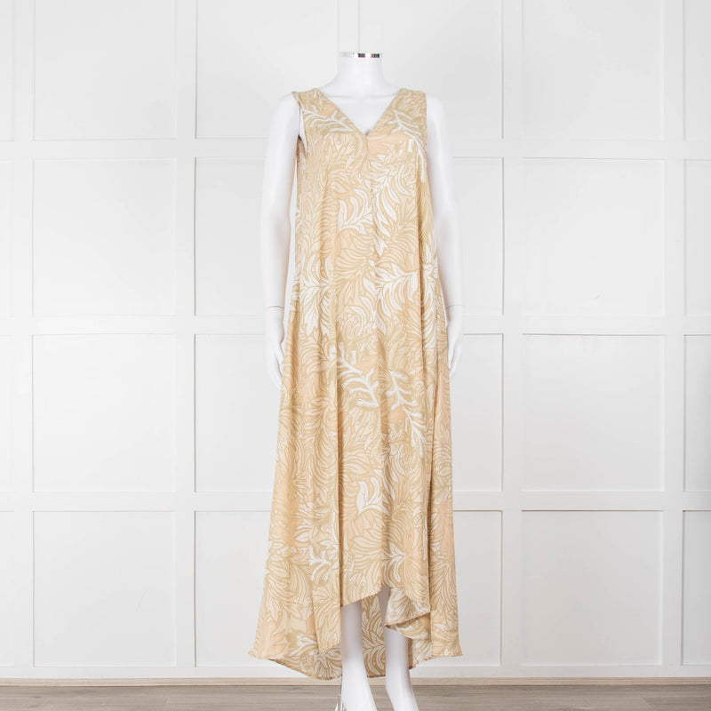 Natalie Martin Beige, Green & White Floral S/Less Maxi Dress