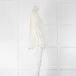 See By Chloé White Yellow Peach Flower Broderie Cotton Frill Cuff Tops