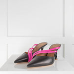 Malone Souliers Black Heels with Fuschia Straps