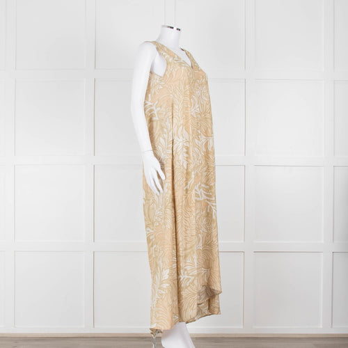 Natalie Martin Beige, Green & White Floral S/Less Maxi Dress
