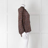 Moliin Black Brown Neck Tie Long Sleeve Top