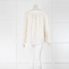 See By Chloé White Yellow Peach Flower Broderie Cotton Frill Cuff Tops