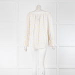 See By Chloé White Yellow Peach Flower Broderie Cotton Frill Cuff Tops